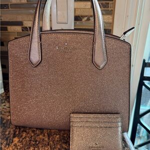 Kate Spade Glittery Pink Handbag and Cardholder Set